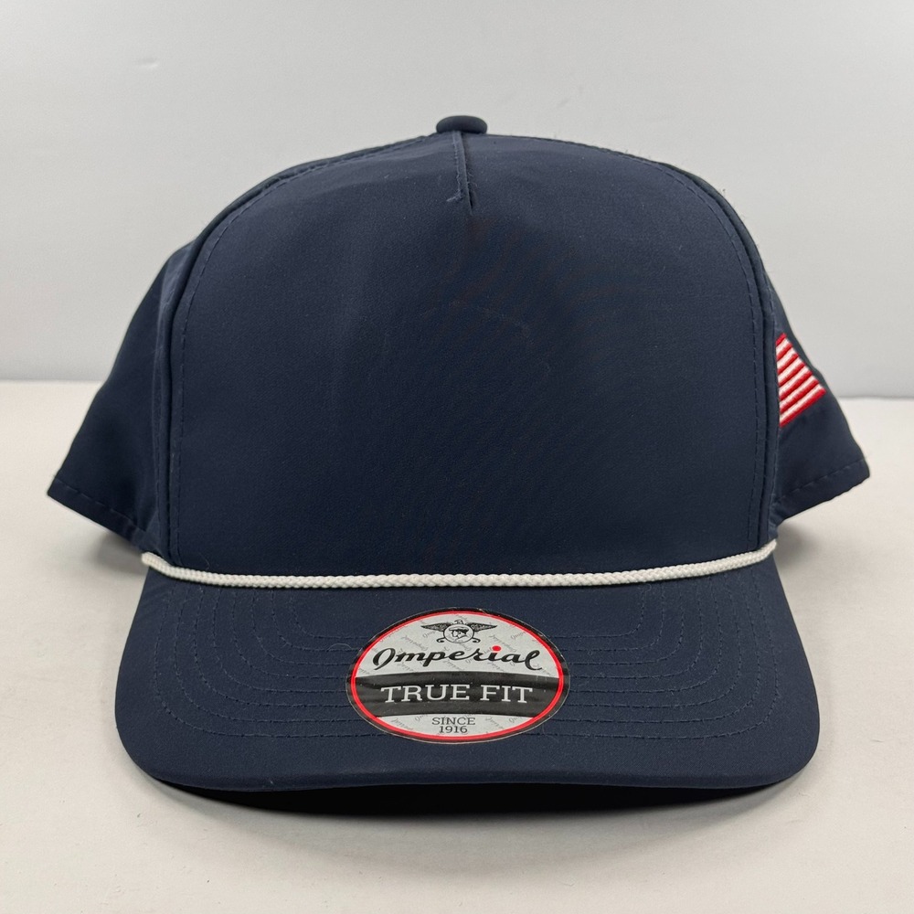 Imperial True Fit Navy Blue Rope Hat American Flag CV Logo Snapback Cap 5054